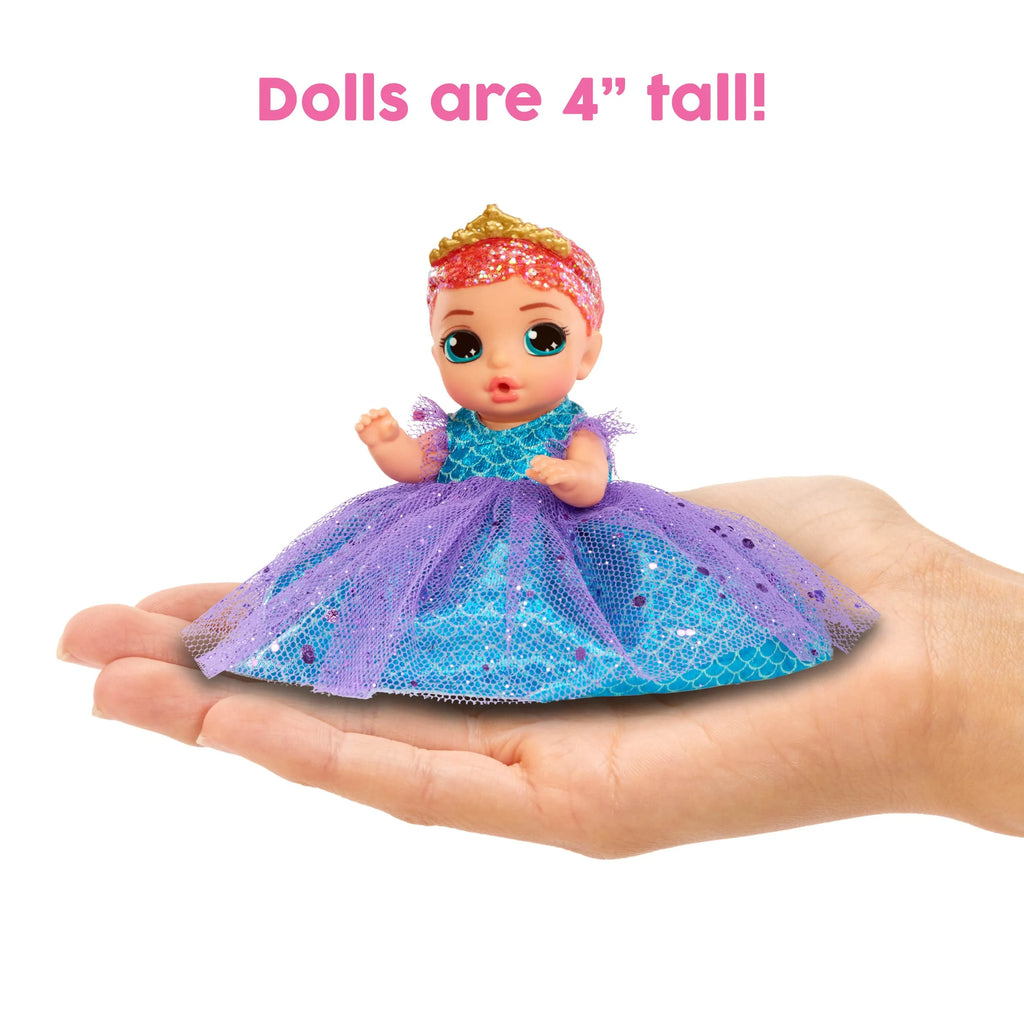 Baby Born Surprise Small Dolls Series 9 with 3 Water Surprises, Princess-Themed Dress, Color Change Diaper, Castle Packaging I994