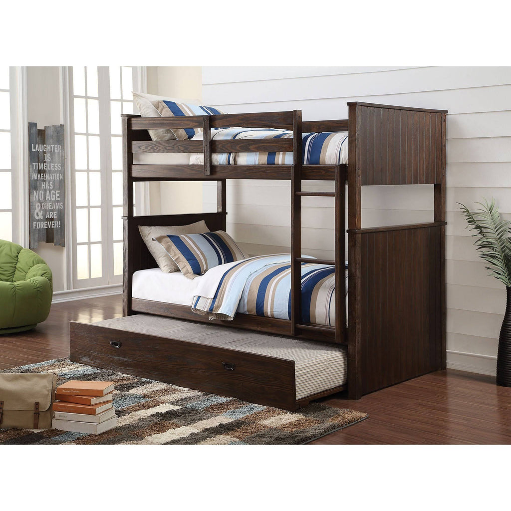 Trundle Twin Antique Charcoal Brown New Zealand Pine Wood K558