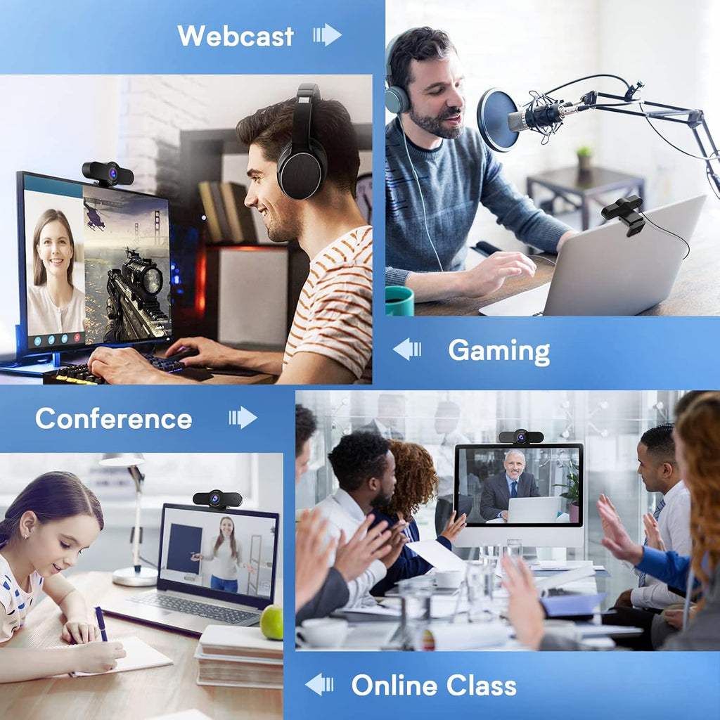 1080P 60FPS Webcam with Privacy Mode, Built-in 2 Noise Reduction Mics, Autofocus USB Camera W356