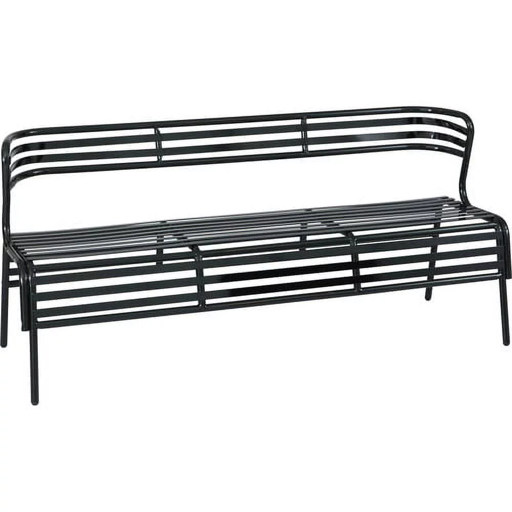 Indoor/Outdoor Steel Bench with Back Black I50675