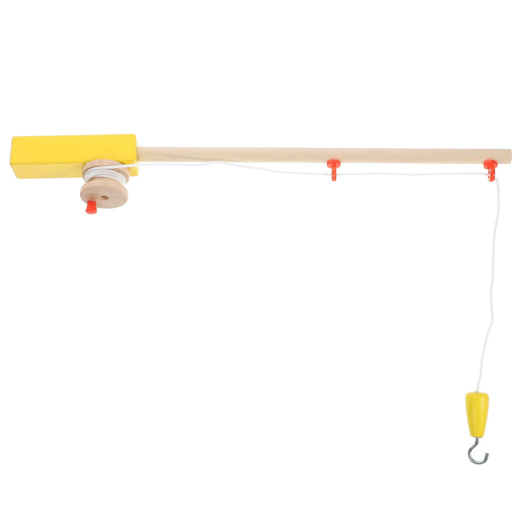 Set of 2 Fishing Rod Magnetic Hook Pole Kids Wooden Toddler Child O13071