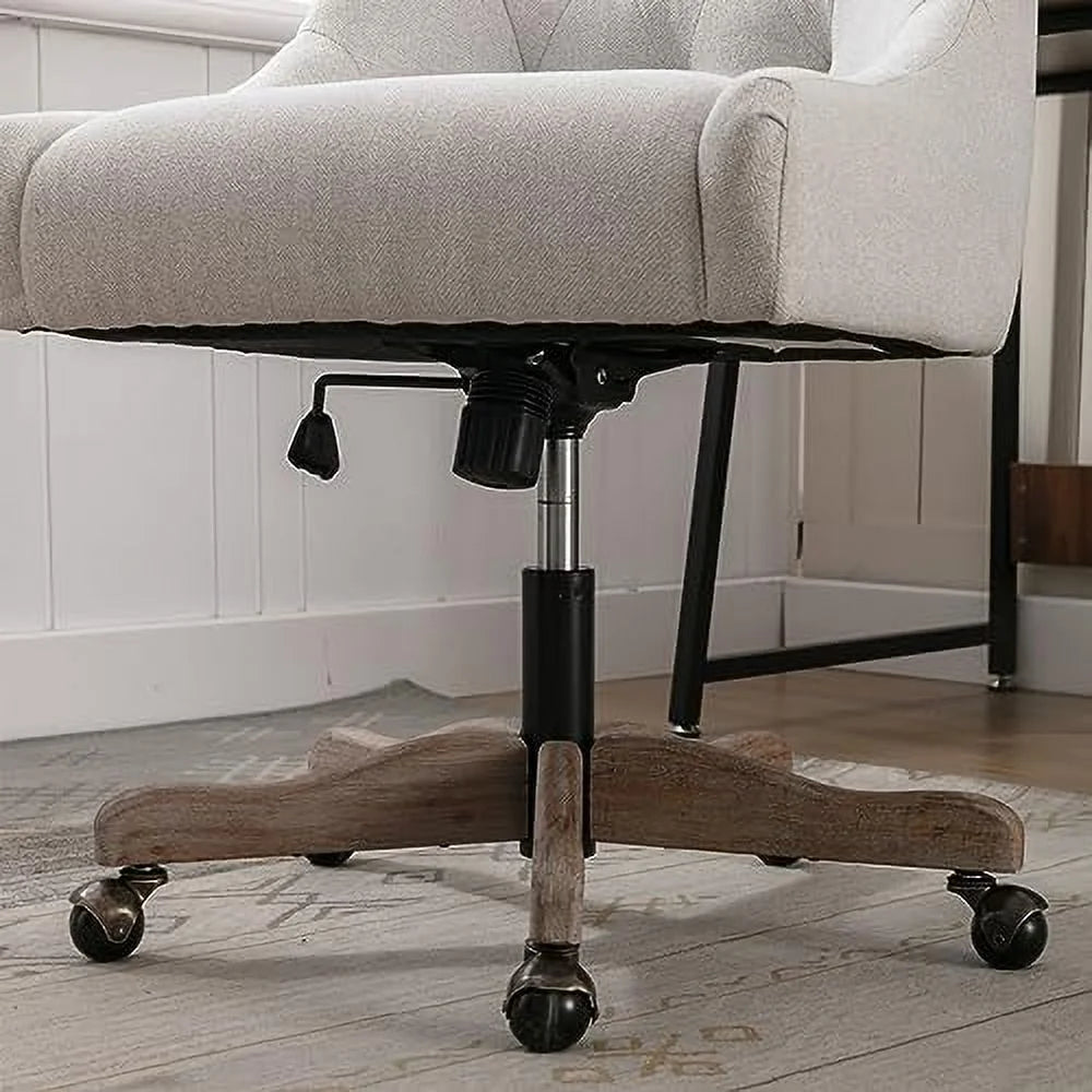 Brown Swivel Shell Chair with Wood Base and Wheels D7045