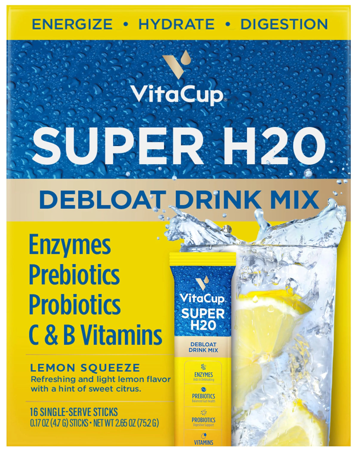 Lemon Flavor Probiotics Prebiotics Drink Mix Packets 16 ct U861