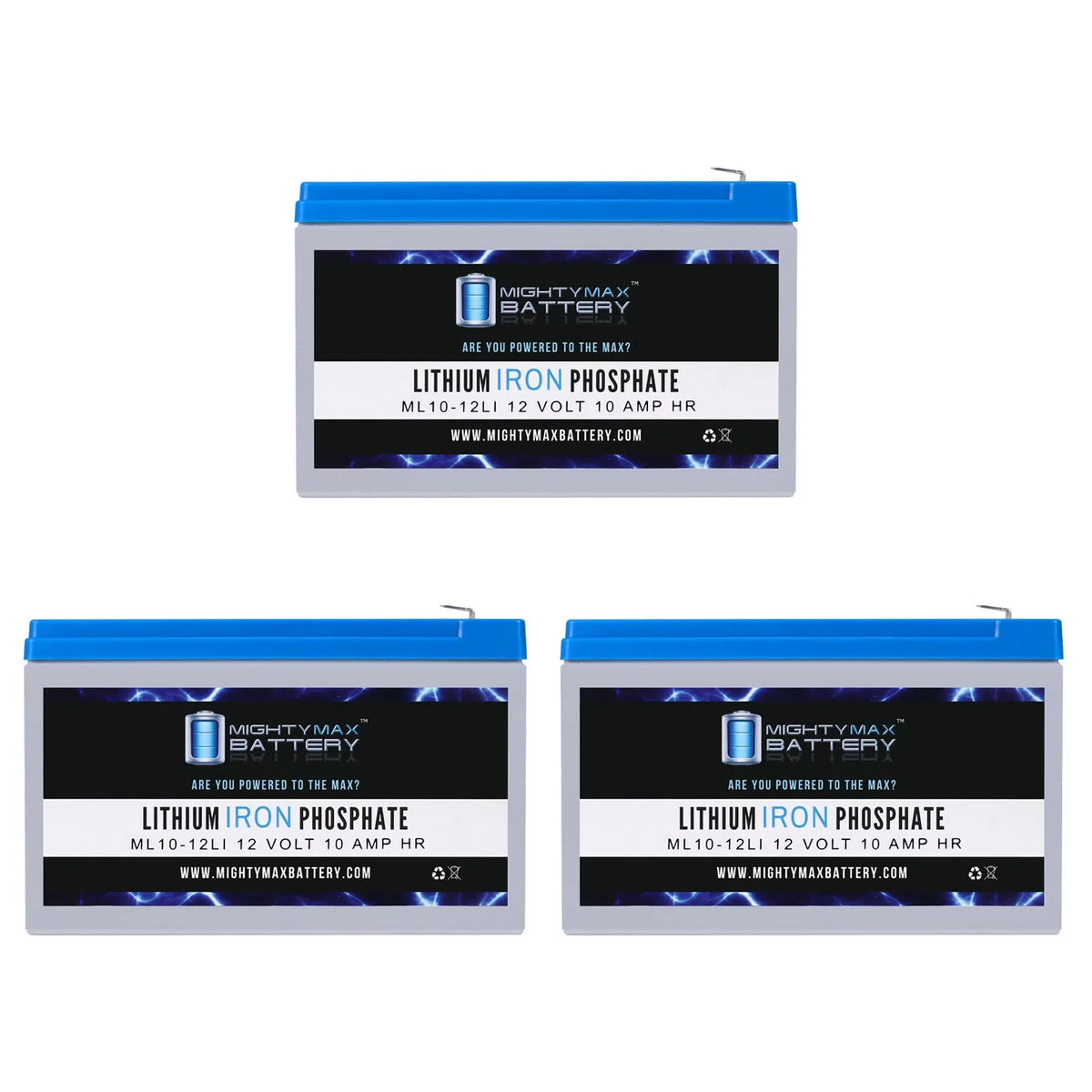 12V 10AH Lithium Replacement Battery 3 Pack N73181