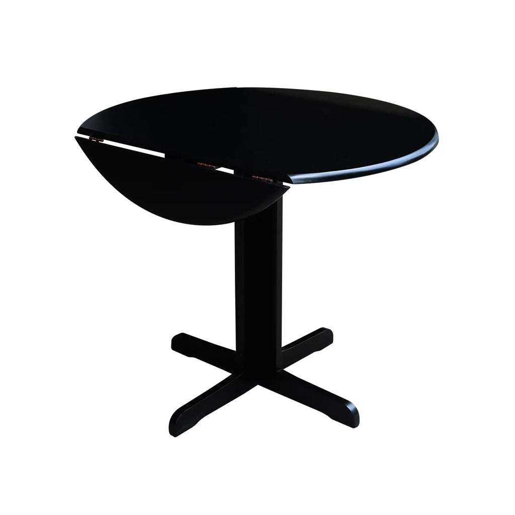36 inch Dual Drop Leaf Dining Table with Two X-back Chairs in Black Z3579