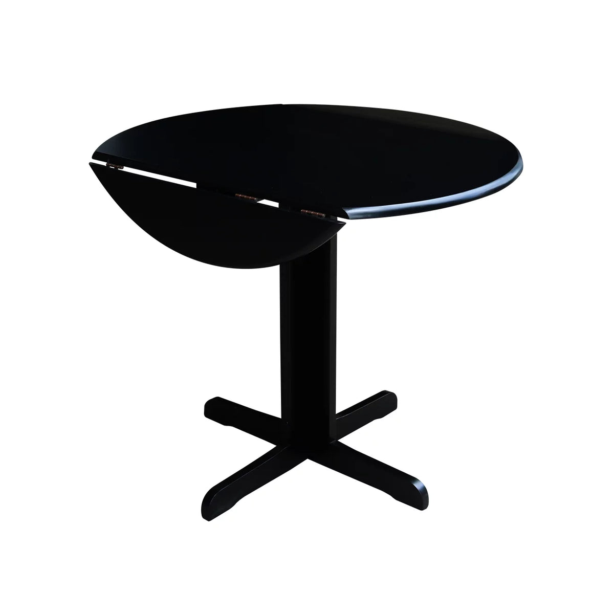36 inch Dual Drop Leaf Dining Table with Two X-back Chairs in Black Z3579