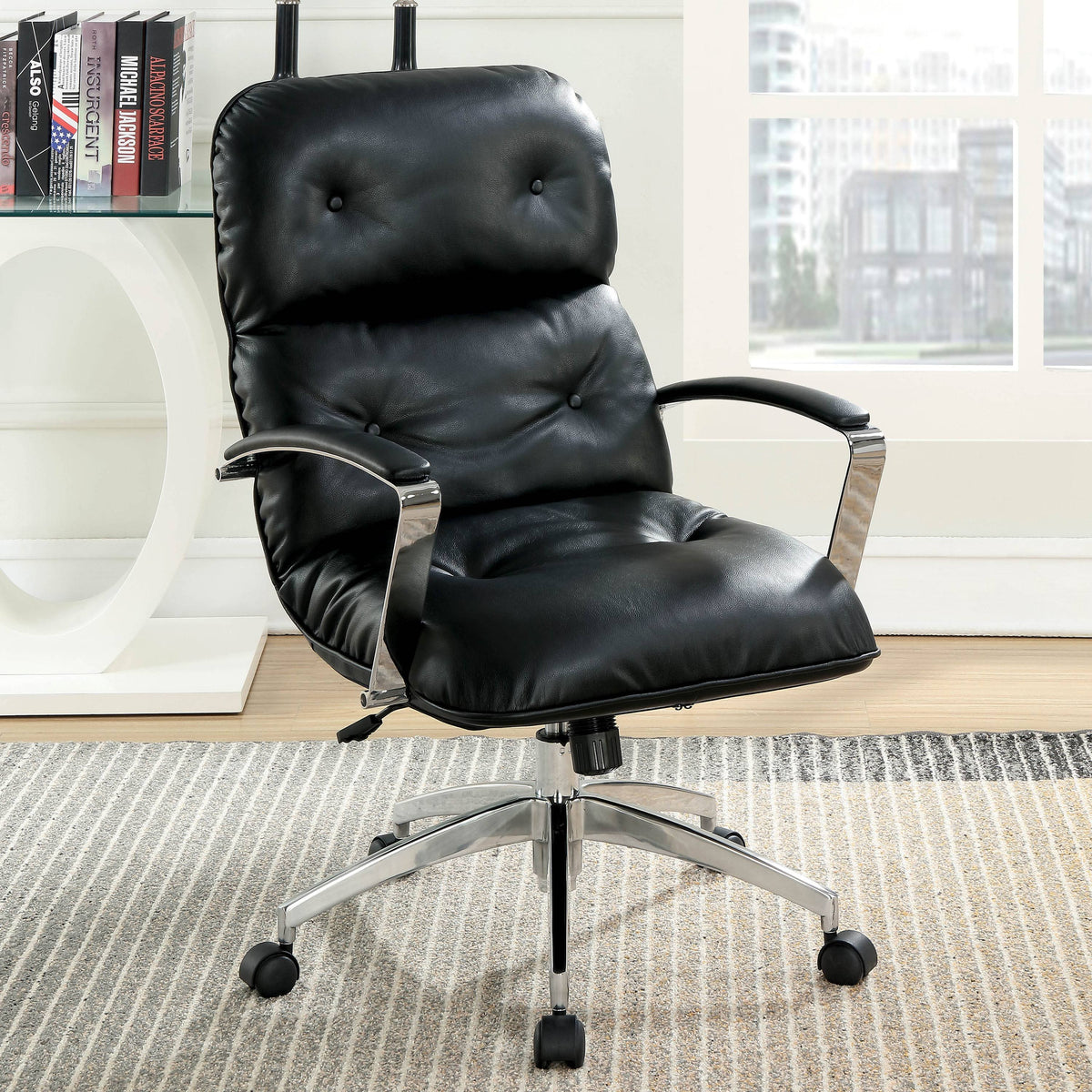 Grey Tufted Leatherette Office Chair V17527