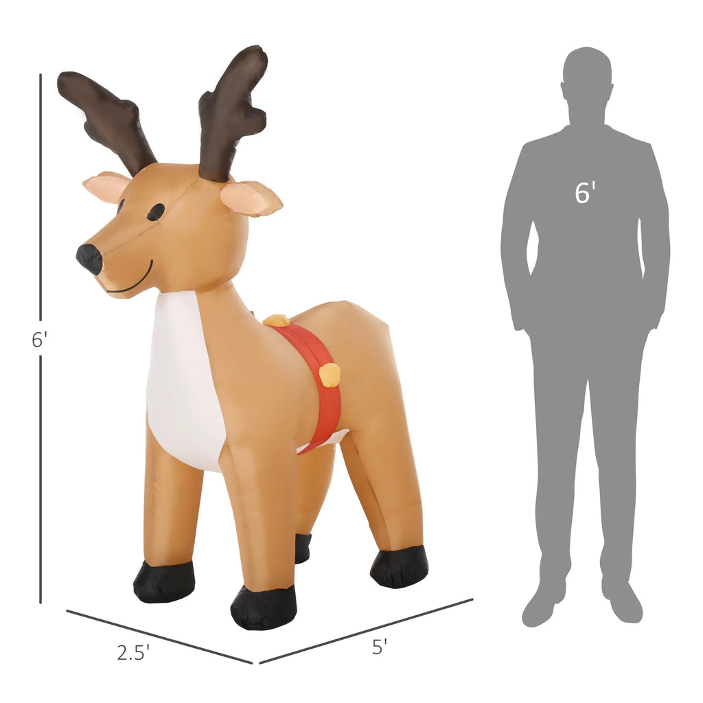 Reindeer Christmas Yard Inflatable with LED Lights V1329
