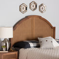 Ash Walnut Finished Wood King Size Headboard with Rattan Y2136