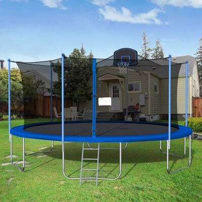 16& Round Backyard Trampoline with Safety Enclosure Blue M40314