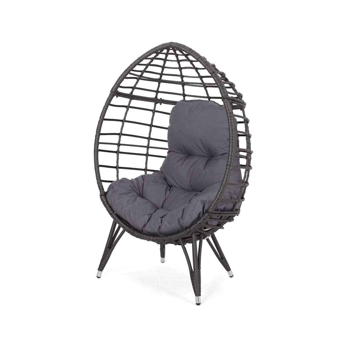 Outdoor Wicker Teardrop Chair in Gray and Dark Gray A171881