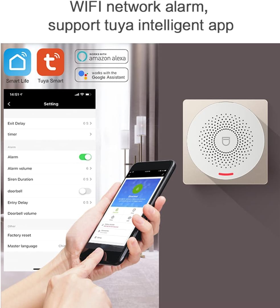 DIY Home Wi-Fi Alarm Kit with Motion Detector, Door/Window Sensor, Siren G4853