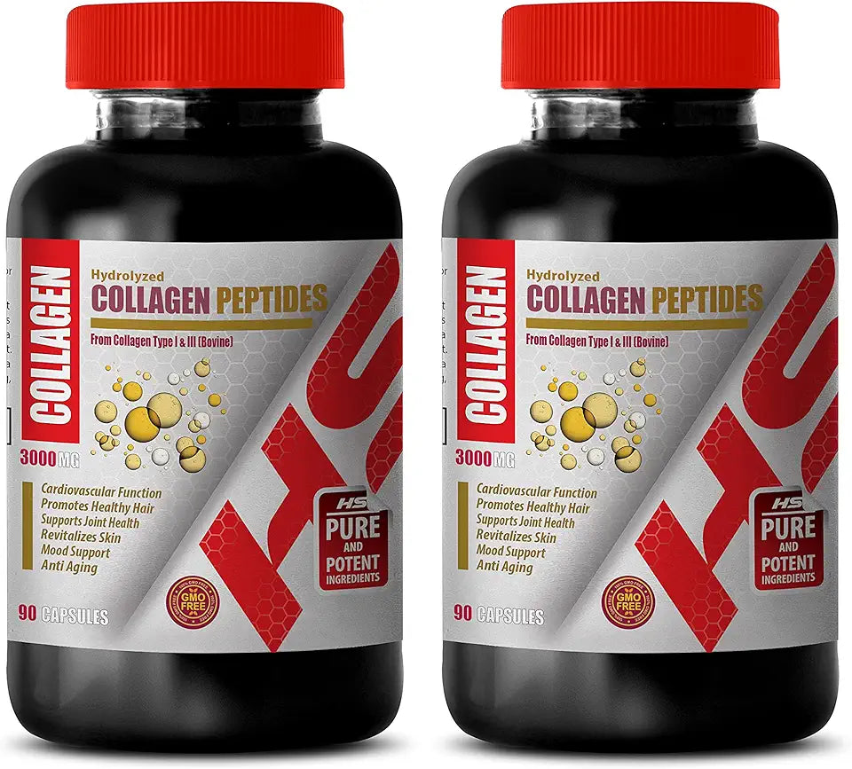 Collagen 3000MG Hydrolyzed Peptides Type I & III Capsules A58278