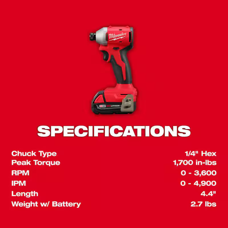 18V Lithium-Ion Brushless Cordless Compact Drill/Impact Combo Kit (2-Tool) F7289