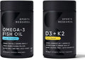 Triple Strength Omega 3 Fish Oil 1250mg EPA & DHA Vitamin D3 K2 Q3777