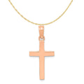 10K Rose Gold Polished Cross Pendant with 14K Yellow Gold Rope Chain 18" O360926