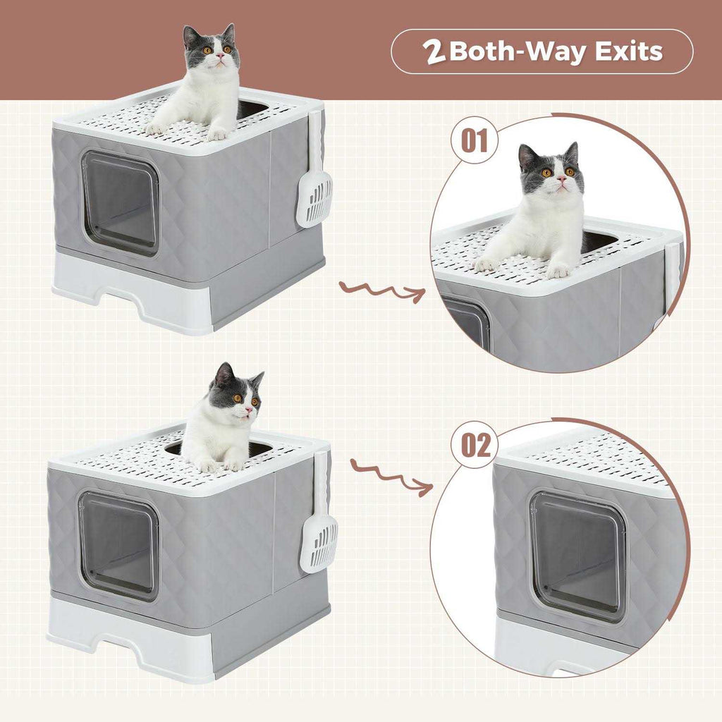 Enclosed 2 Ways Anti-splash Cat Litter Box V9607