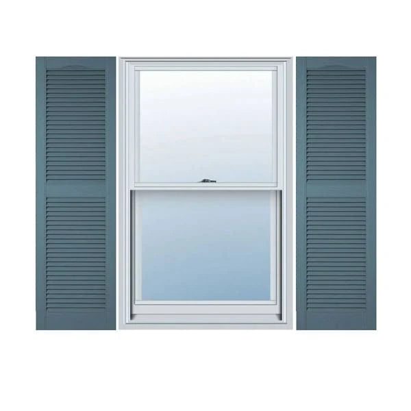 14-1/2 in. x 64 in. Vinyl Open Louvered Shutters Pair Wedgewood Blue E276