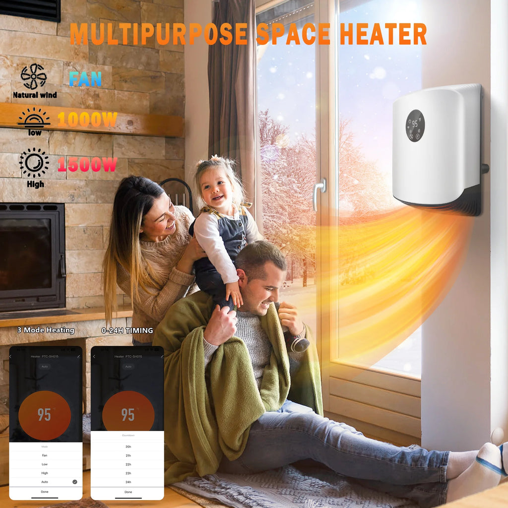 1500W Portable Wall Mounted Space Heater with Adjustable Thermostat G850