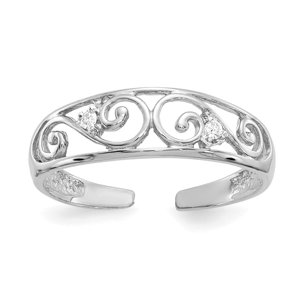 14k White Gold .02ct Diamond Scroll Toe Ring A232748