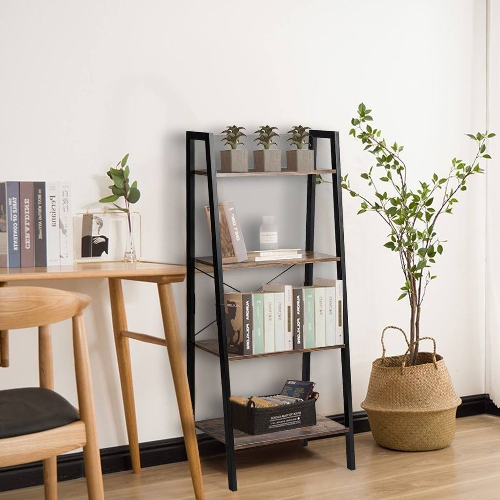 4-Tier Ladder Storage Rack Bookcase W9432