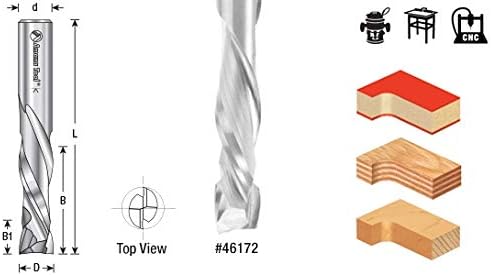CNC Solid Carbide Compression Spiral 1/4 Dia x 7/8 x 1/4 Shank Pack of 2 J2755