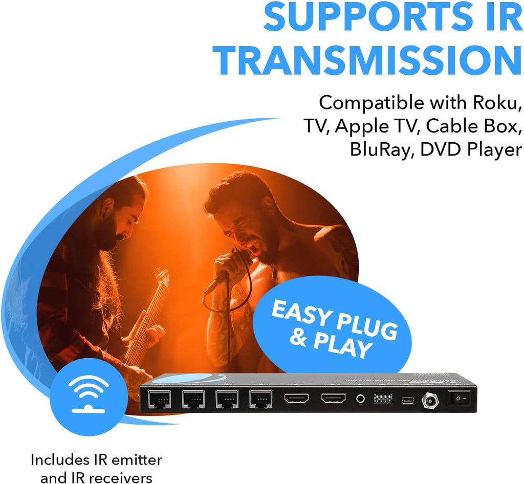 1x4 HDMI Extender Splitter over Single Cable CAT6/7 1080P with IR Remote H984