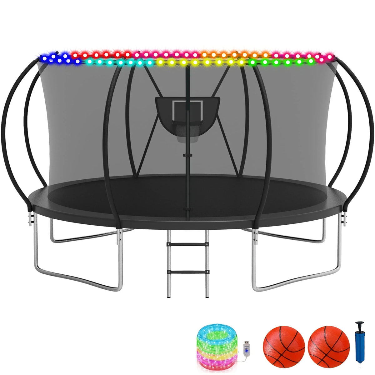 10FT Trampoline with Basketball Hoop and Light N3442