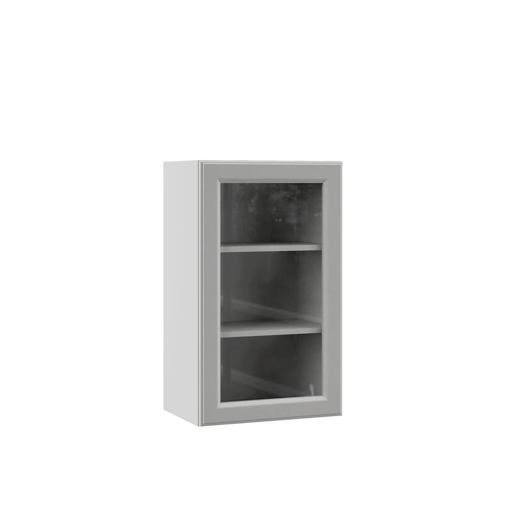 Assembled 18x30x12 in. Wall Kitchen Cabinet with Glass Door in Heron Gray R330225