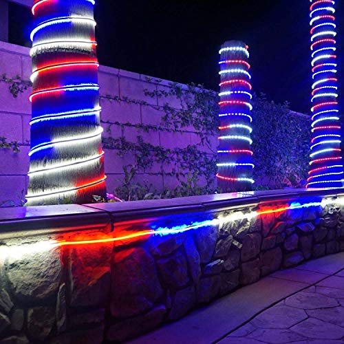 30ft Red White Blue Waterproof LED Rope Lights S802