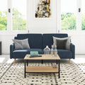 Navy Faux Linen Upholstered Split Back Sofa Futon U75098
