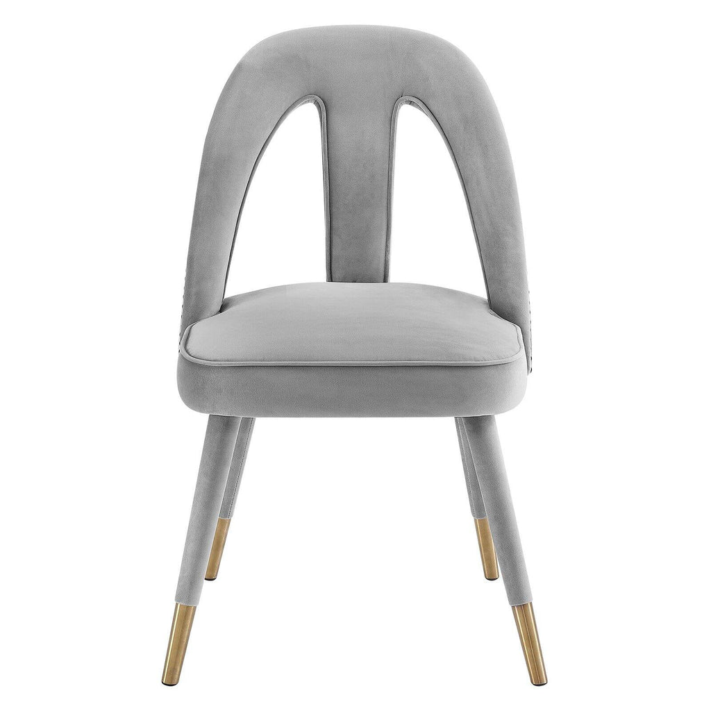 Light Grey Velvet Dining Chair with Gold Tipped Legs C208586