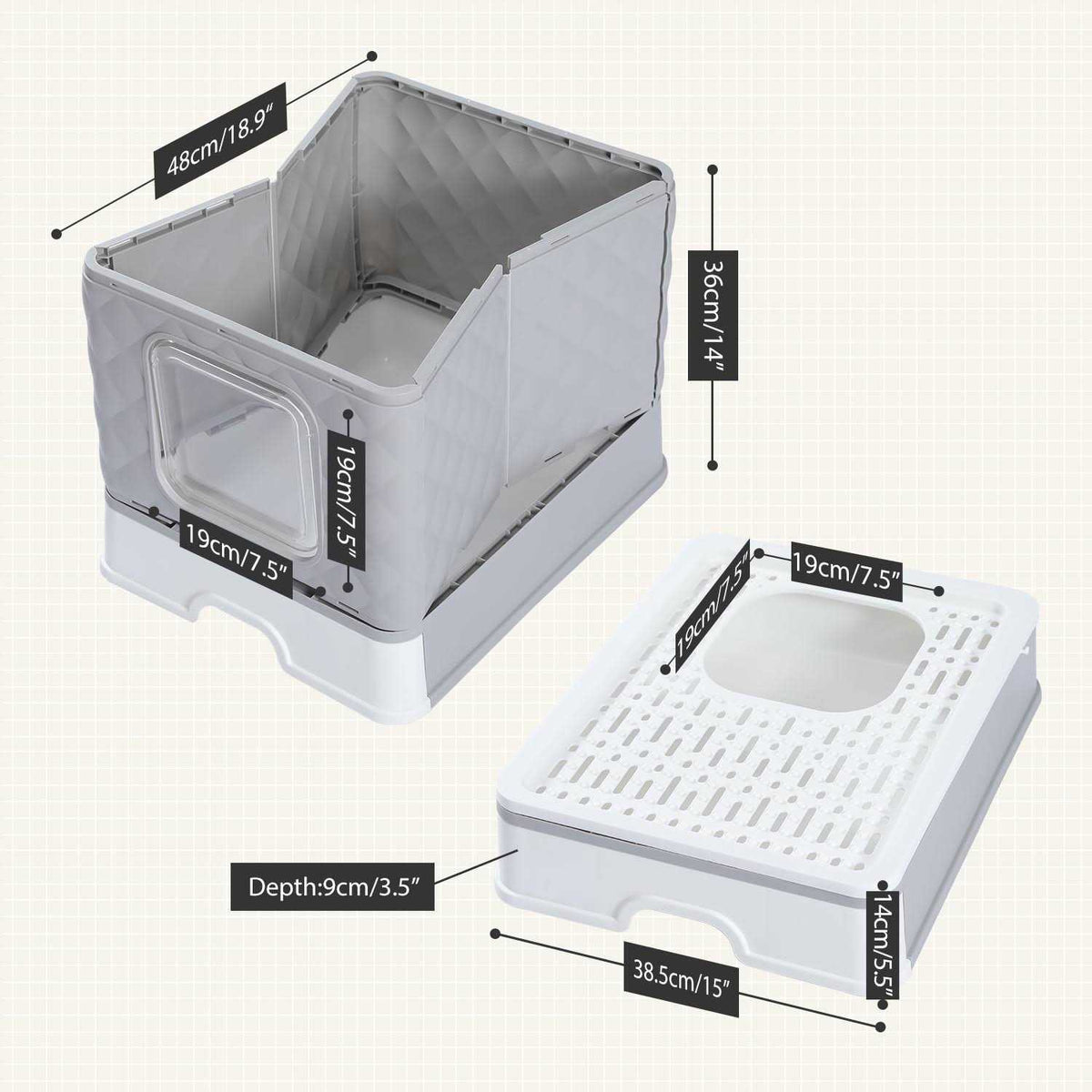 Enclosed 2 Ways Anti-splash Cat Litter Box V9607