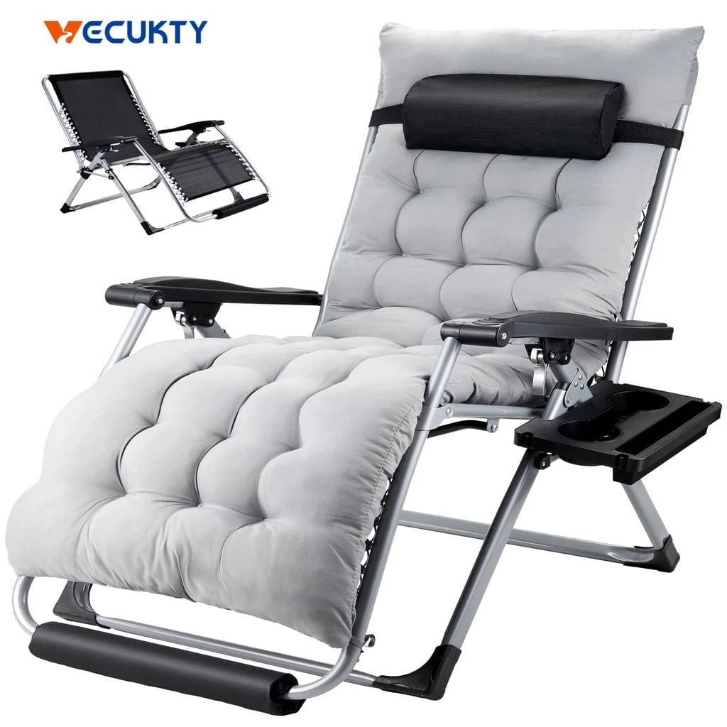 Oversized Gray Ergonomic Folding Recliner Chair V803