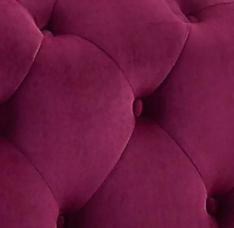 Red Velvet Tufted Sectional Sofa with 2 Pillows E583
