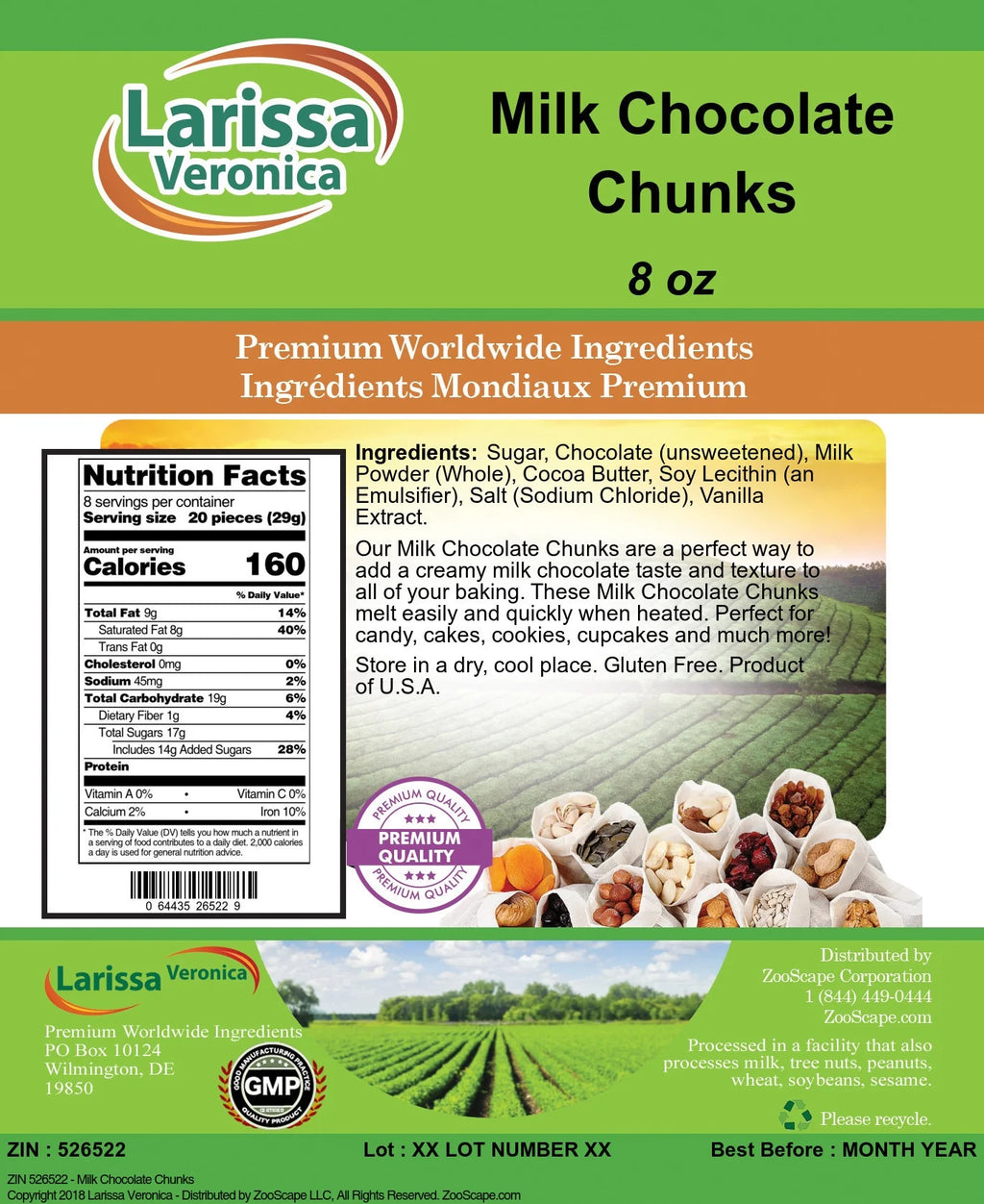 Milk Chocolate Chunks 8 oz 3-Pack A47379