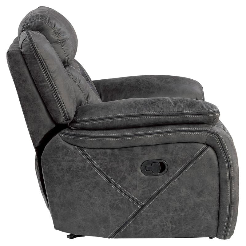 Gray Microfiber Glider Reclining Chair M6619