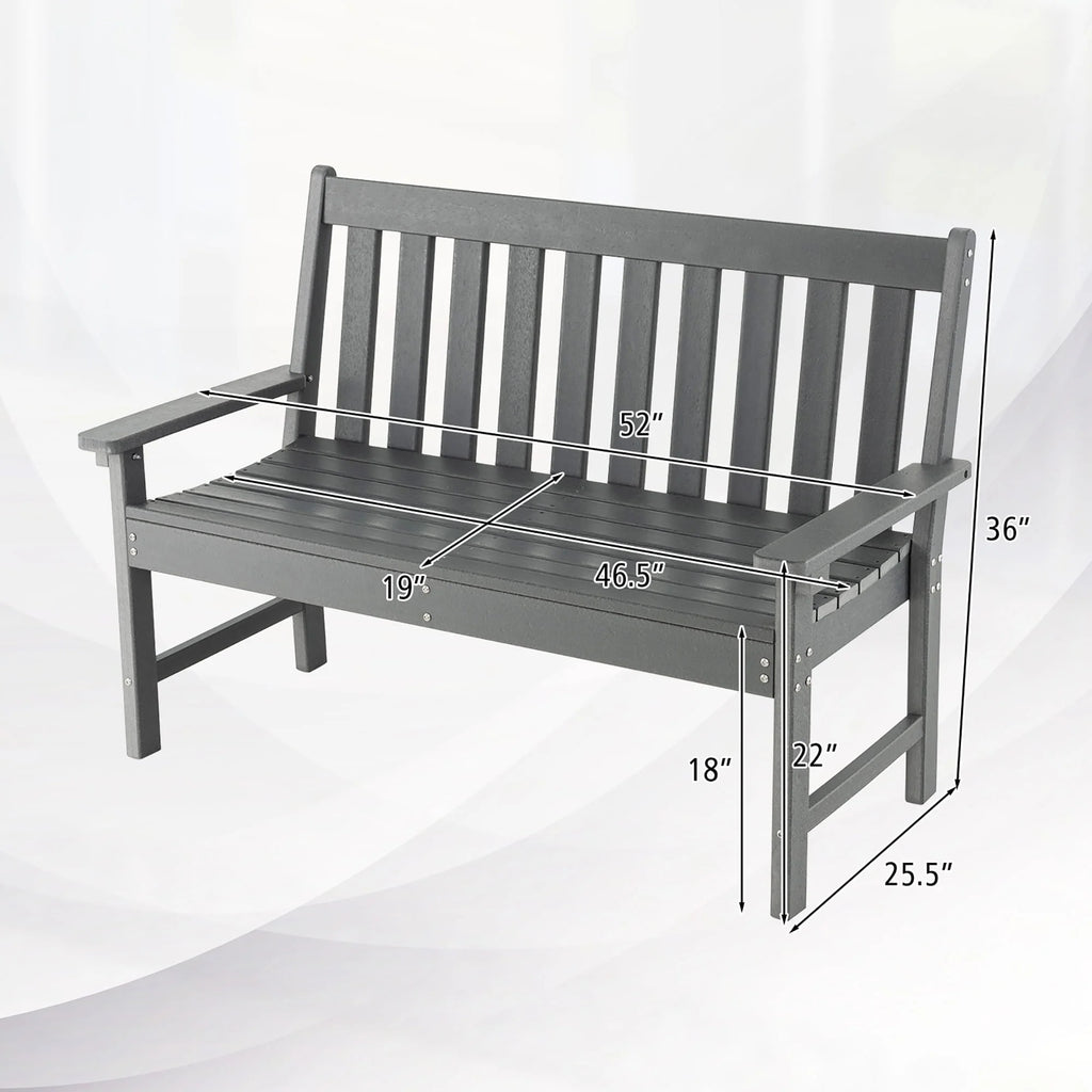 All-Weather HDPE 2-Person Outdoor Bench I4486