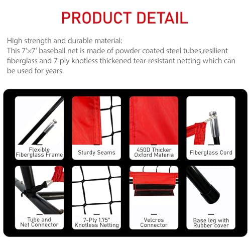 7×7FT Baseball Softball Practice Net with Strike Zone Target T733