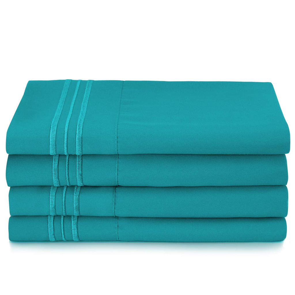 6 Piece California King Teal Microfiber Bed Sheet Set C7559
