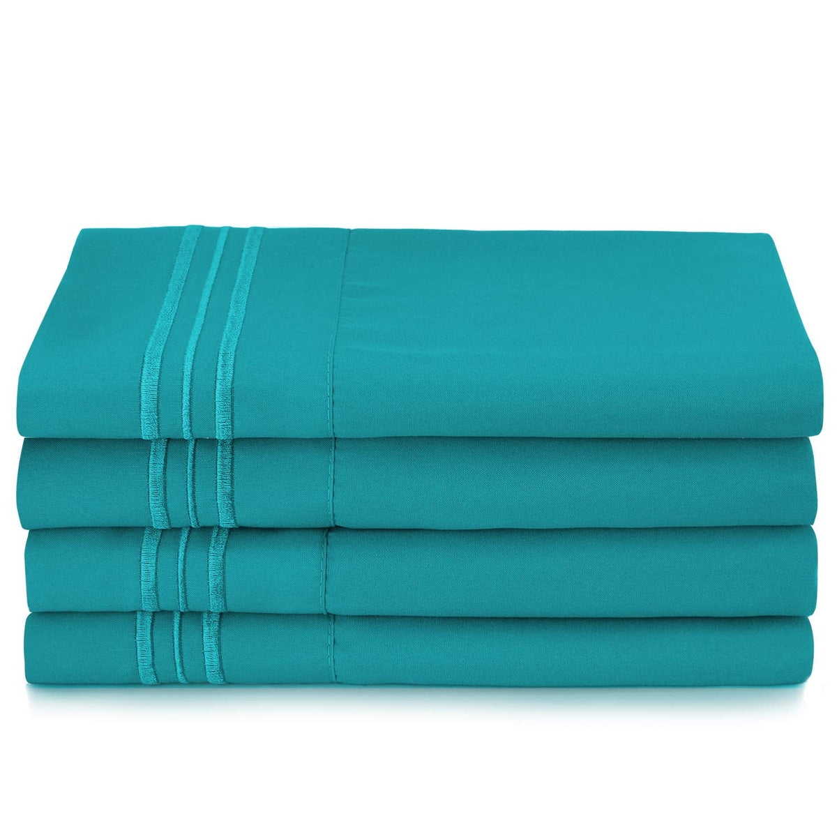 6 Piece California King Teal Microfiber Bed Sheet Set C7559