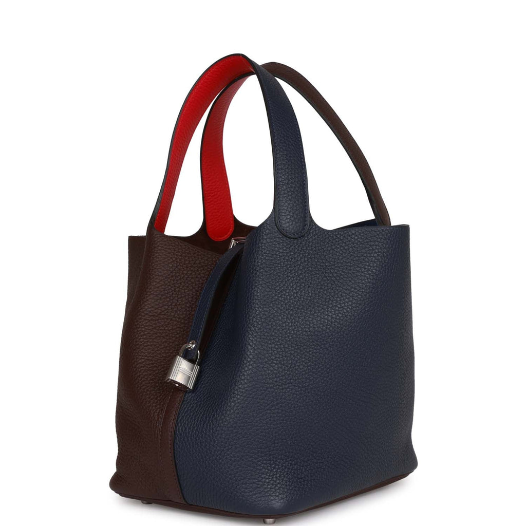 Bleu Nuit Framboise Rouge Sellier Clemence Palladium Hardware Bucket Bag X3438