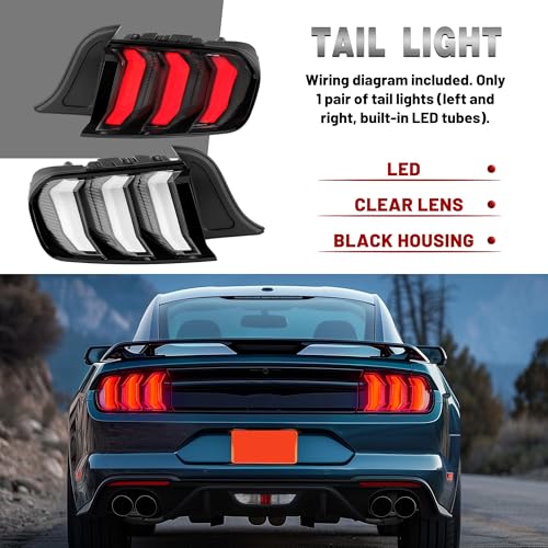 LED Tail Lights Assembly with Clear Lens Black Housing J233163