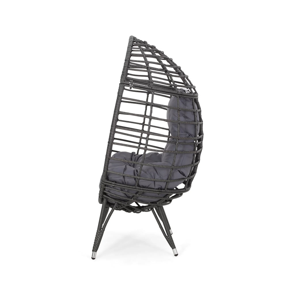 Outdoor Wicker Teardrop Chair in Gray and Dark Gray A171881