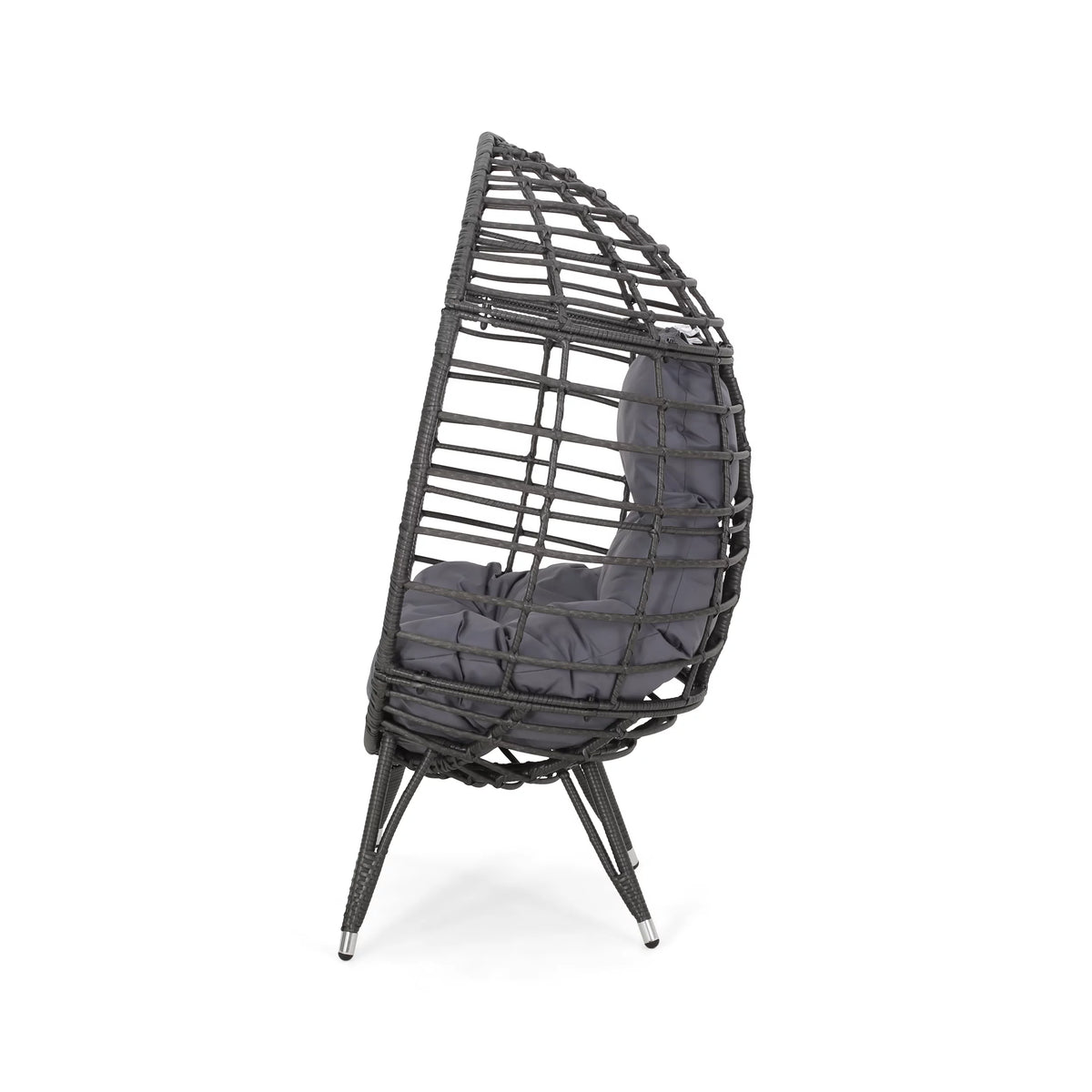 Outdoor Wicker Teardrop Chair in Gray and Dark Gray A171881