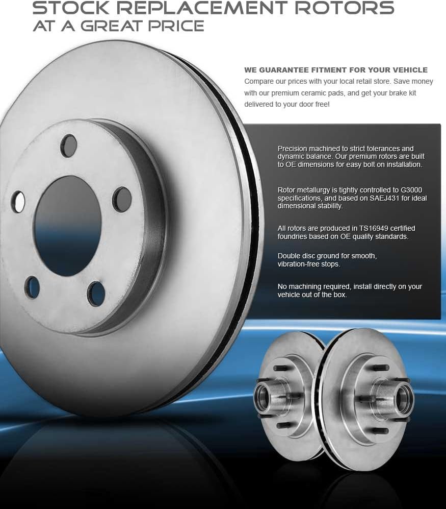 Premium OE 5 Lug Brake Rotors with Ceramic Pads and Hardware O352540