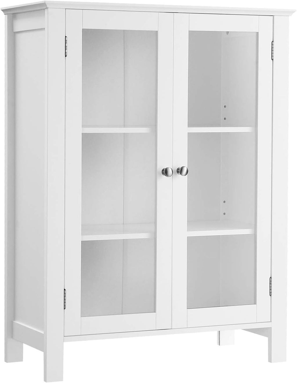 Storage Cabinet with 2 Adjustable Shelves, Transparent Glass Doors, Matte White R123843