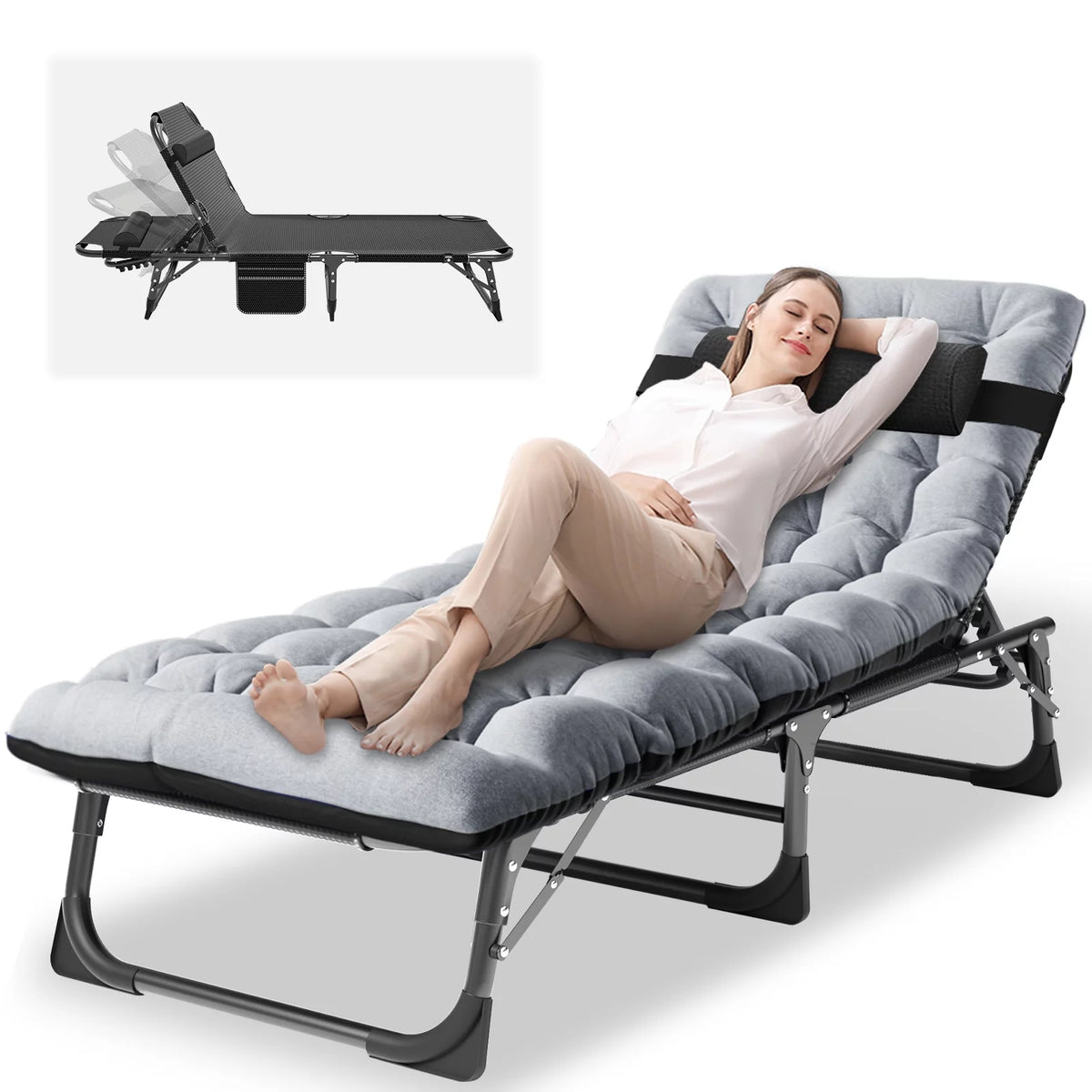 Folding Camping Cot with Mattress and Pillow F67812