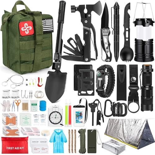 250Pcs Survival First Aid Kit with Molle Bag and Emergency Tent Q102