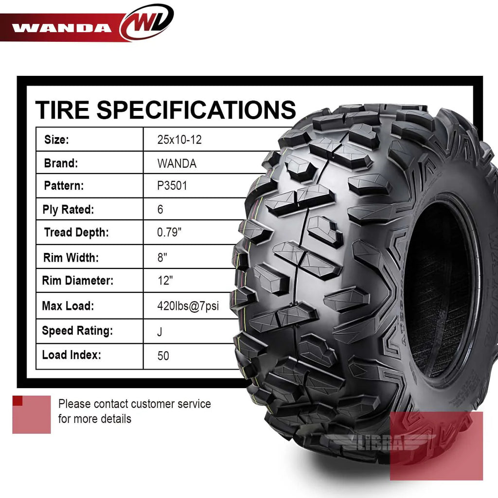 25X10-12 6PR ATV/UTV Tires Set 2 G76679